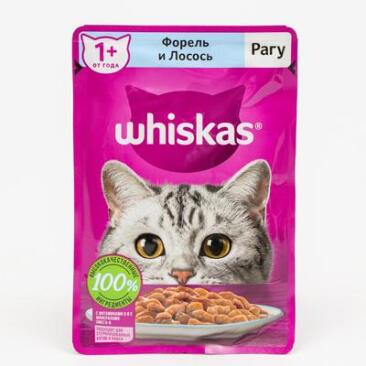 75гр Корм для кошек WHISKAS рагу Форель/Лосось