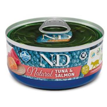 70гр Консервы Farmina N&D Cat NATURAL TUNA & Salmon для взрослых кошек с Тунцом и лососем
