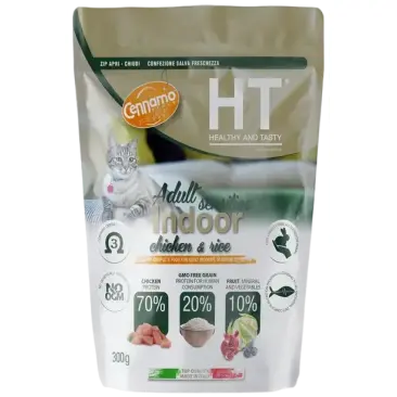 0,3кг Корм Cennamo HTC Adult INDOOR/Sensitive для домашних кошек с чувствительным пищеварением с Курицей и Рисом
