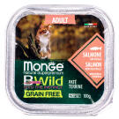 100гр Влажный корм Monge Cat BWild Grain Free Adult Salmon/vegetables беззерновой для взрослых кошек с Лососем и овощами, паштет