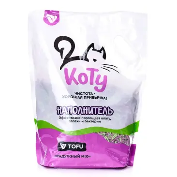 Наполнитель "КОТУ" TOFU соевый Радужный MIX 6л