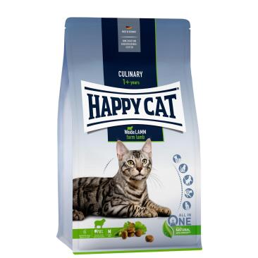 1,3кг Корм Happy Cat Culinary Weide-Lamm 33/15 для взрослых кошек с Ягненком, вкусным горошком и нежным кориандром