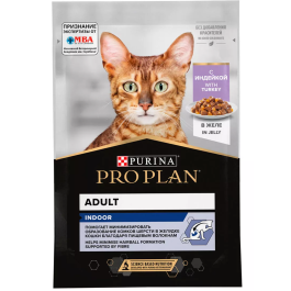 85гр Корм для кошек PRO PLAN Nutrisavour, для живущих в помещении с Индейкой в желе