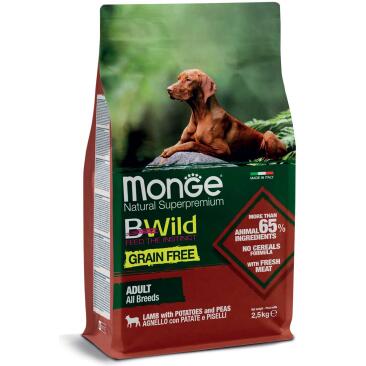 15кг Корм Monge Dog BWild Grain Free Adult Lamb/Potatoes беззерновой для взрослых собак всех пород с Ягненком и картофелем