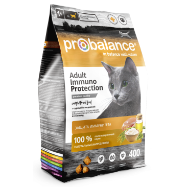 400гр Корм ProBalance Immuno Protectiion для кошек с курицей и индейкой
