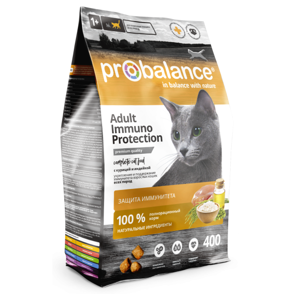 400гр Корм ProBalance Immuno Protectiion для кошек с курицей и индейкой