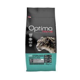 0,4кг Корм Optima Nova Cat Adult Sterilized для взрослых кошек, Курица с рисом