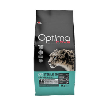 0,4кг Корм Optima Nova Cat Adult Sterilized для взрослых кошек, Курица с рисом