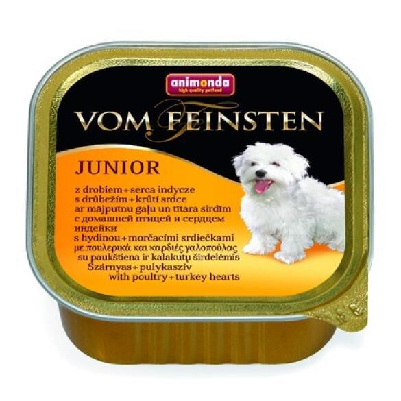 150гр Консервы Animonda Vom Feinsten Junior для щенков с Домашней птицей и сердцем индейки, паштет