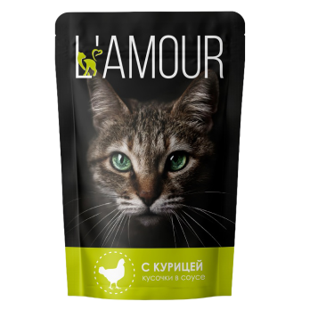 75гр Корм L'AMOUR для кошек Курица в соусе