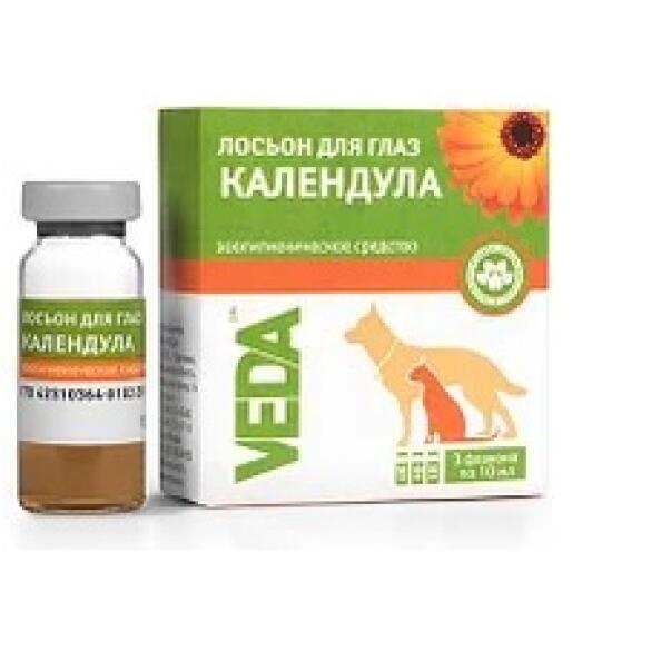 Лосьон Veda "Календула" для обработки глаз собак, кошек и других мелких домашних животных 10мл*1шт