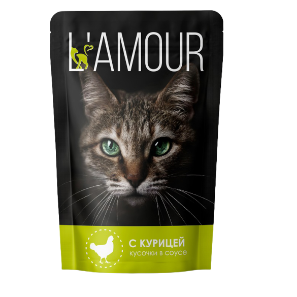 75гр Корм L'AMOUR для кошек Курица в соусе