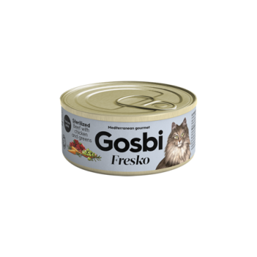 70гр Консервы Gosbi Fresko Sterilized для стерилизованных кошек, Говядина, курица, зелень