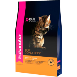 10кг Корм Eukanuba CAT Adult Top Condition  поддерживает здоровье кошки по шести ключевым признакам и обеспечивает отличную физическую форму
