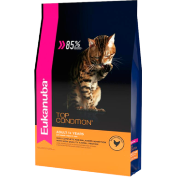 10кг Корм Eukanuba CAT Adult Top Condition  поддерживает здоровье кошки по шести ключевым признакам и обеспечивает отличную физическую форму