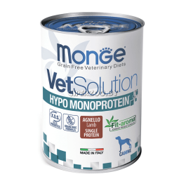 400гр Консервы Monge Vetsolution Dog HYPO Lamb Ветеринарная диета для собак для снижения реакции пищевой непереносимости с Ягнёнком