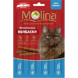 20гр Лакомство Molina Жевательные колбаски для кошек из Лосося и форели