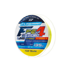 Плетеный шнур FLAGMAN PE Hybrid F4 0,06 мм 135м, FluoYellow 2.7кг/6lb
