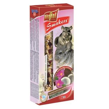 90гр Vitapol Smakers зерновые палочки с фруктами, орехами и лепестками роз для Дегу, 2шт