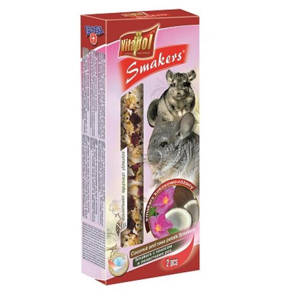 90гр Vitapol Smakers зерновые палочки с фруктами, орехами и лепестками роз для Дегу, 2шт