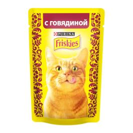 85гр Корм для кошек FRISKIES  с Говядиной в подливе