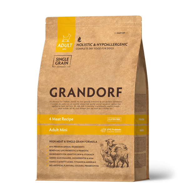 3кг Корм GRANDORF DOG 4 Meat PROBIOTIC MINI BREEDS с пробиотиками для собак мелких пород 4 мяса