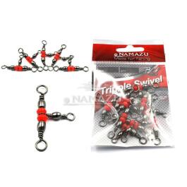 Вертлюг тройной c бусиной NAMAZU Tripple Swivel 8*10