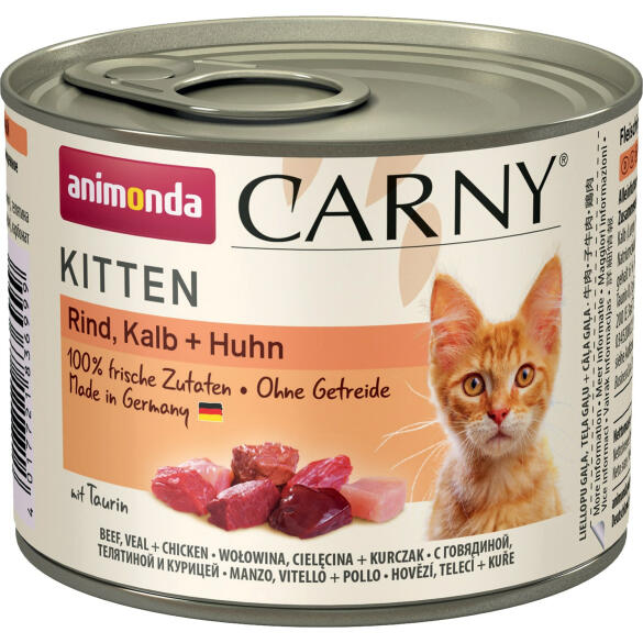 200гр Консервы Animonda Carny Kitten для котят с Говядиной, телятиной и курицей, паштет