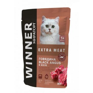 80гр Корм Мираторг Winner Extra Meat для стерилизованных кошек Говядина в желе