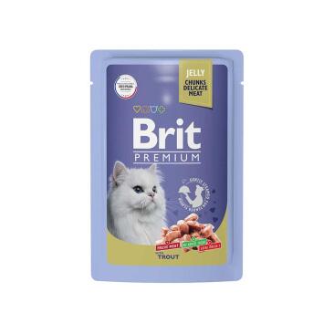 85гр Корм Brit Premium  для взрослых кошек Форель в желе