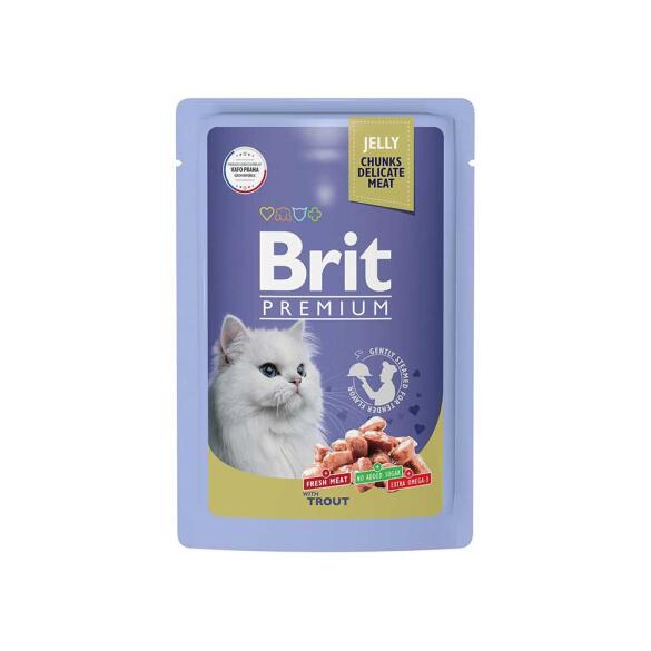85гр Корм Brit Premium  для взрослых кошек Форель в желе