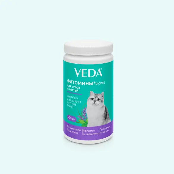 Фитомины Veda Форте для зубов и костей кошкам, 100гр