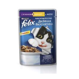 85гр Корм для кошек FELIX двойная вкуснятина с Ягненком и Курицей