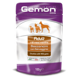 100гр Gemon Dog Adult Wild Games c кусочками дичи для собак