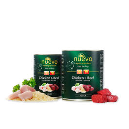 400гр Kонсервы NUEVO для щенков с курицей, говядиной, рисом и кальцием
