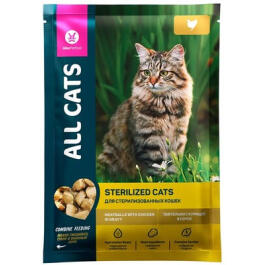 85гр Корм ALL CATS  для стерилизованных кошек тефтельки с Курицей в соусе