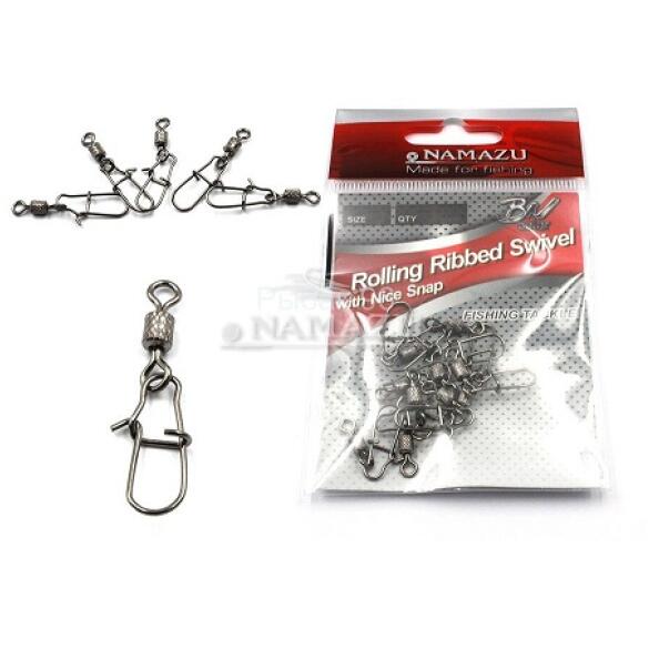 Вертлюг c застежкой NAMAZU Rolling Ribbed Swivel №10