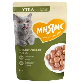 85гр Влажный корм Мнямс для кошек кусочки в соусе с Уткой