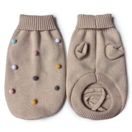 Свитер для собак Lion Pets,бежевый с помпонами, размер M (30см)