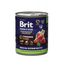 Консервы Brit Premium by Nature 850гр для собак всех пород, Говядина с сердцем