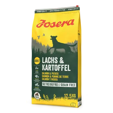 12,5кг Корм Josera Salmon & Potato (Adult Medium/Maxi 22/14) беззерновой для взрослых собак всех пород с пищевой аллергией с Лососем и Картофелем