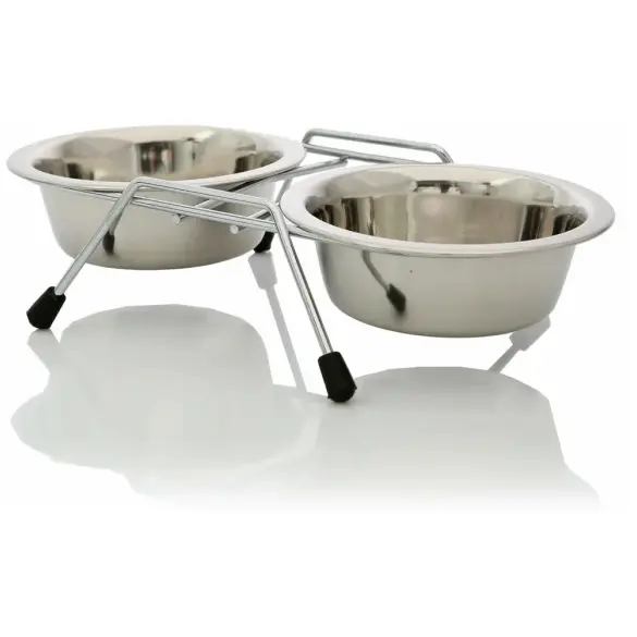 Миска Triol металлическая на подставке, 2шт 0,80л