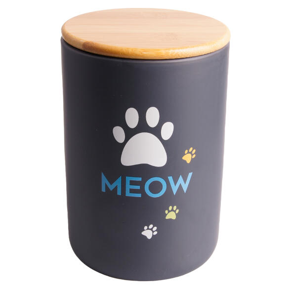 Бокс Mr.Kranch керамический для хранения корма для кошек MEOW 1900мл черный