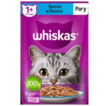 75гр Корм для кошек WHISKAS рагу Треска/Лосось