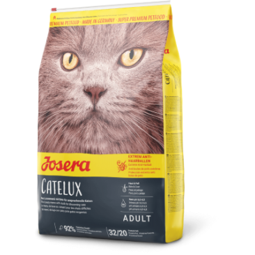 10кг Корм Josera Catelux (Adult 32/20) для взрослых длинношерстных и привередливых кошек c Уткой и Картофелем