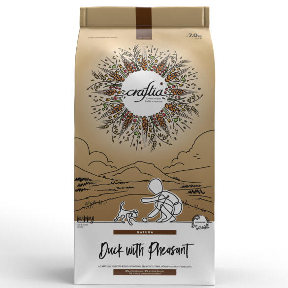 7кг Корм Craftia Natura Puppy Mini для щенков миниатюрных и мелких пород из Утки с фазаном