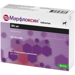 Марфлоксин KRKA антибактериальные таблетки для кошек и собак, 1таб*80мг