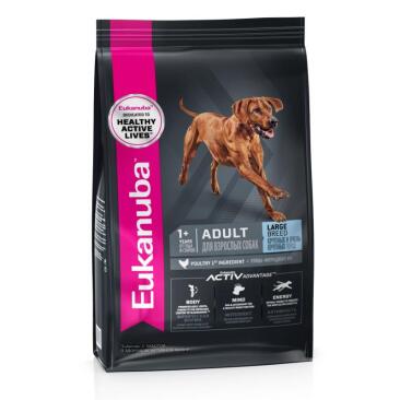 15кг Корм Eukanuba DOG Adult Large Breed для взрослых крупных собак от года с Птицей