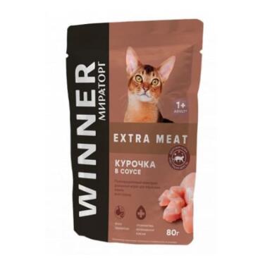 80гр Корм Мираторг Winner Extra Meat для кошек Курочка в соусе