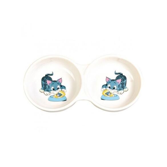 Миска TRIXIE керамическая для кошки с изображением двойная 2*0,15л 11см